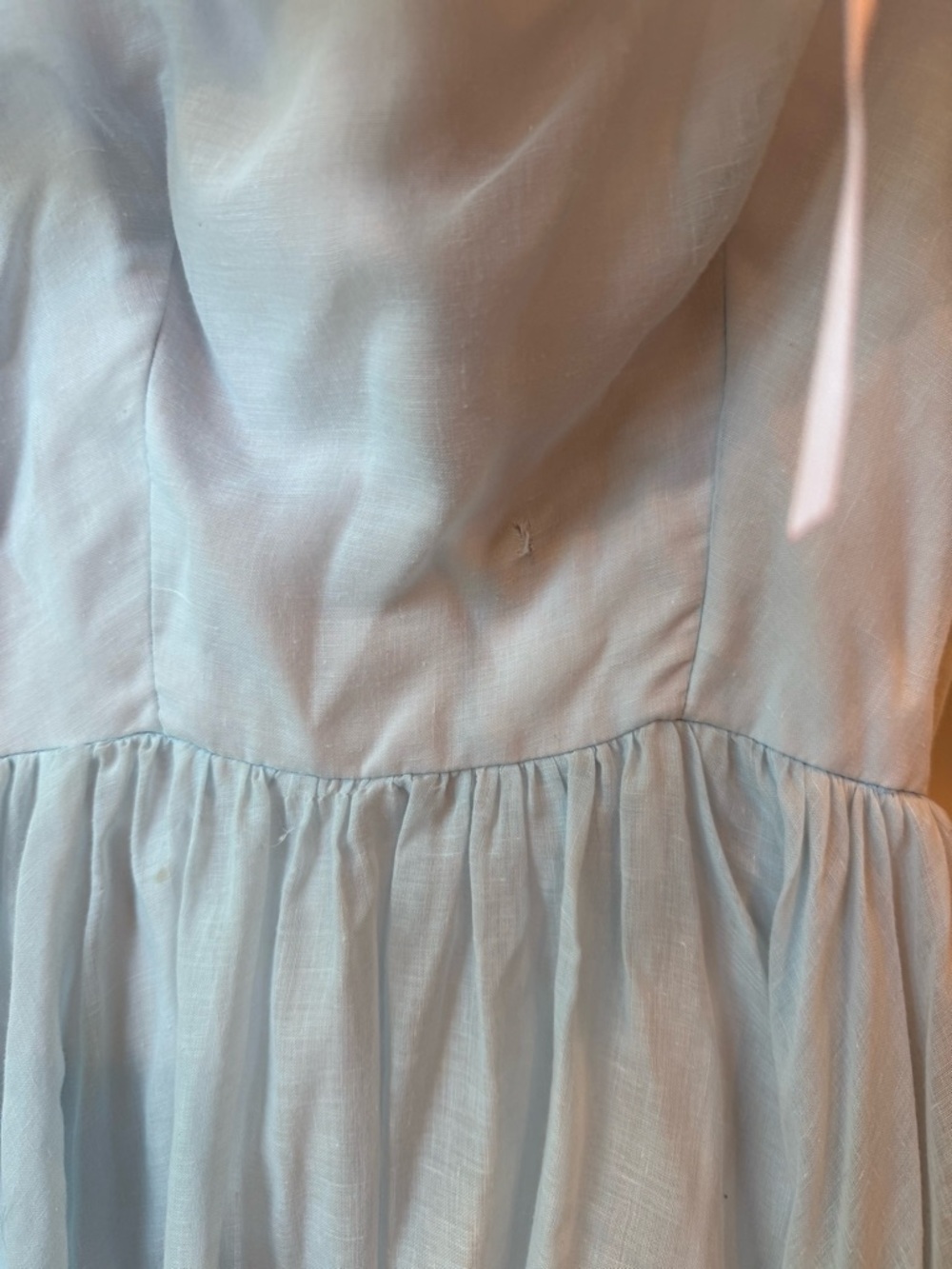 VTG 70s Made in USA Prairie Southern Belle Dress Princess Gown Tiered Blue - Picture 6 of 10